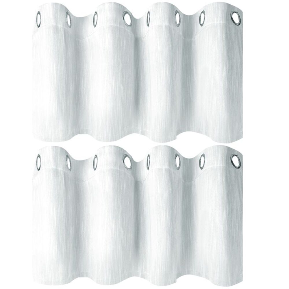2 Panels Kitchen Linen Look Blackout Curtains Gommet Top 52"W x 18"L Light Gray